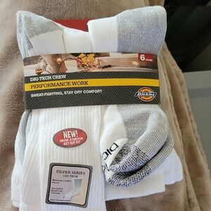 Dickies Men's Silver Series Performance Crew Socks - White and Gray SIZE 12-15